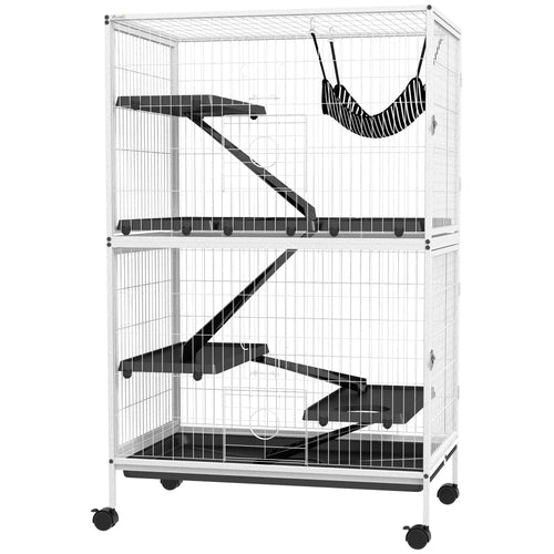 5-Tier Rolling Small Animal Cage, Guinea Pig Ferret Cage, Light Grey