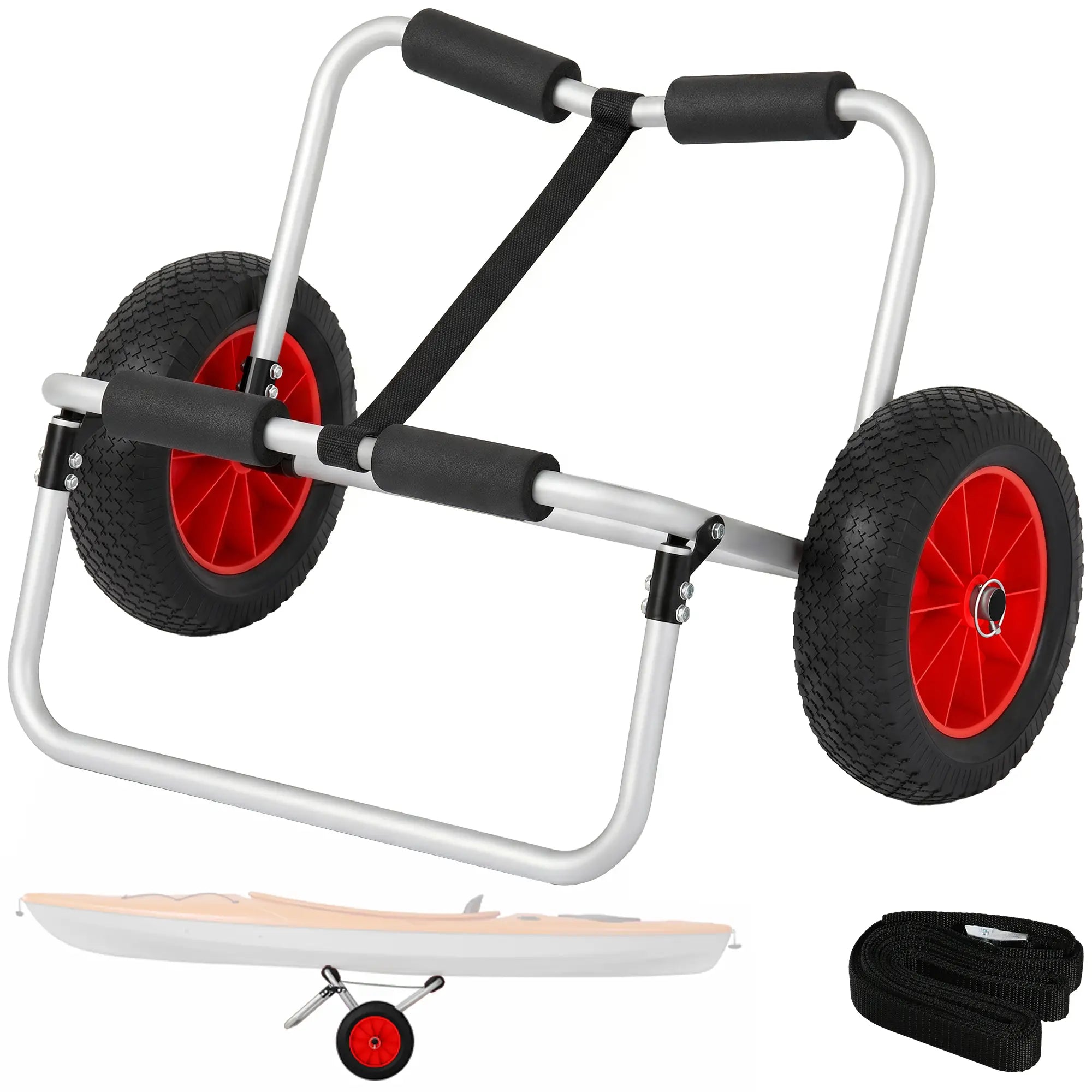 Foldable Kayak Cart, 198LBS Canoe Trolley, 10