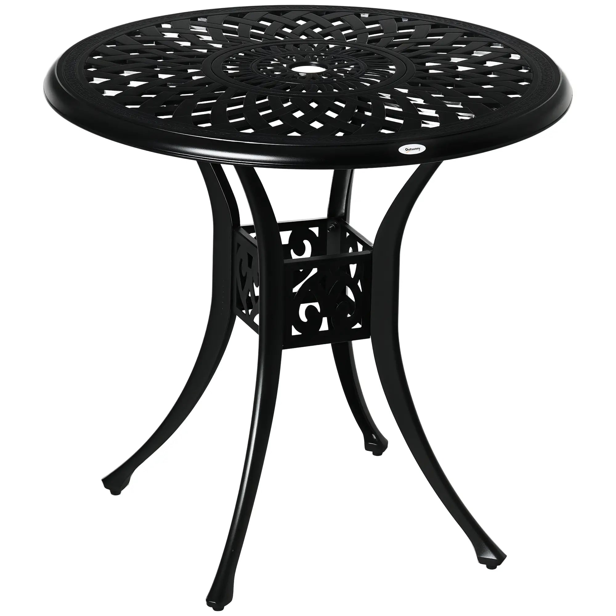 30 Inch Round Patio Dining Table With Umbrella Hole, Black Patio Side Tables Black at Gallery Canada