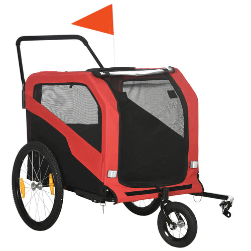 2-in-1 Dog Bike Trailer, Large, Red
