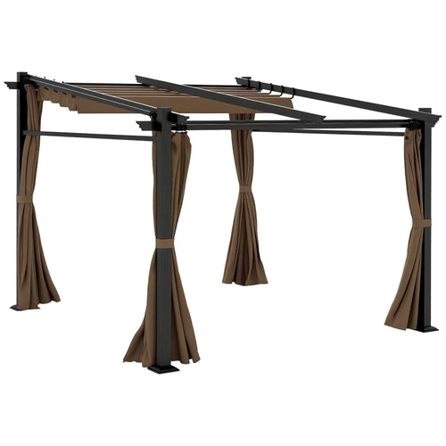 Metal Pergola, Sliding Roof Canopy, Retractable, 10' x 10', Coffee
