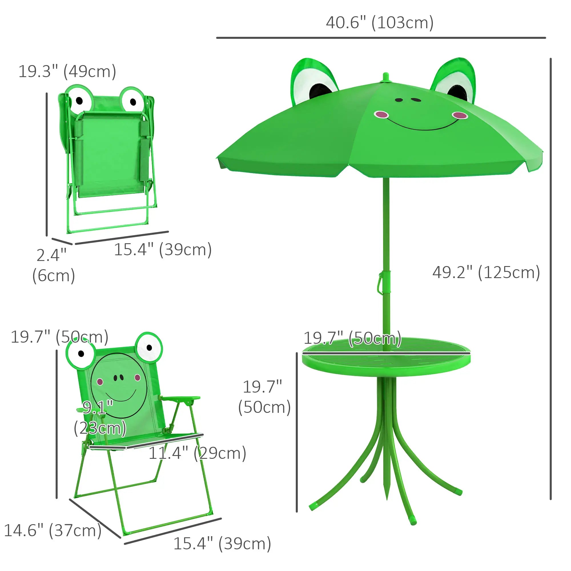 Kids Folding Picnic Table Set, Outdoor Garden, Green Kids Outdoor Furniture at Gallery Canada