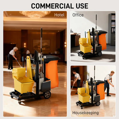 Commercial Janitorial Cart, 3 Tier Shelves, Black Household Supplies at Gallery Canada