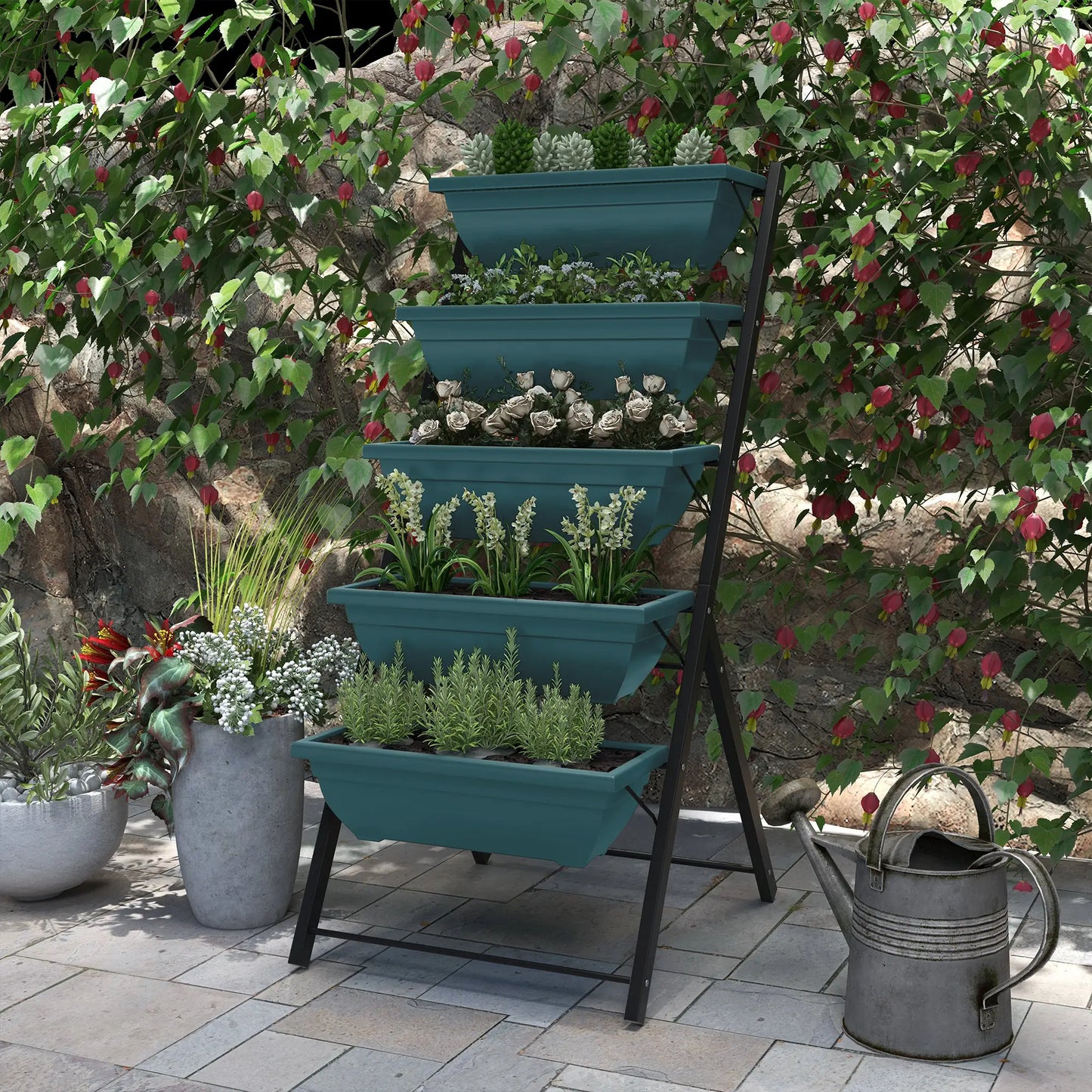 5-Tier Raised Garden Bed, 5 Planter Box, Outdoor Plant Stand, Green Plant Stands at Gallery Canada