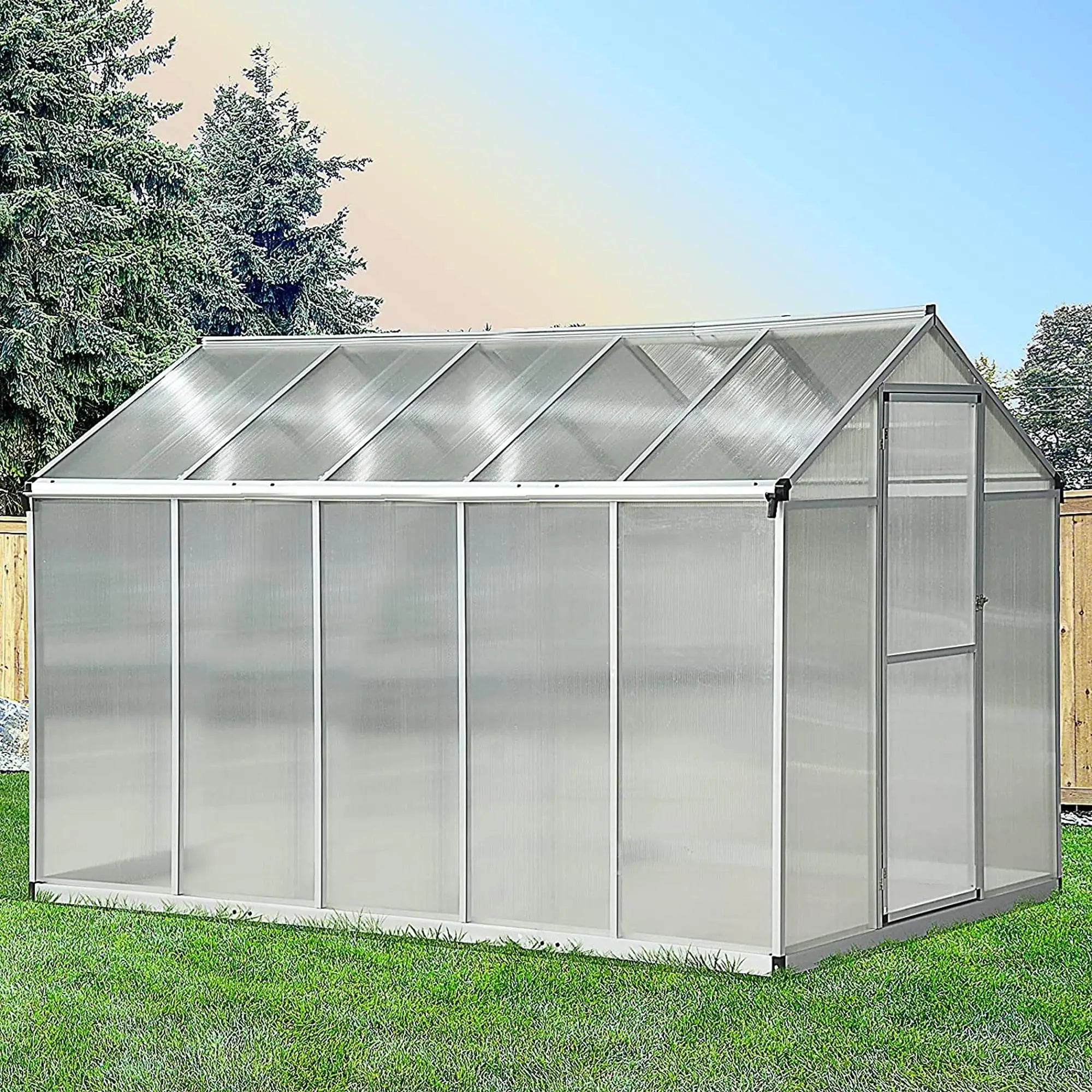 6' x 10' x 6.4' Walk-In Greenhouse, Polycarbonate Panels, Silver Walk In Greenhouses at Gallery Canada