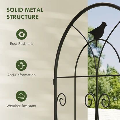 Metal Garden Trellis Set, Bird Design, 19.7" W x 70.9" H, Black Plant Stands at Gallery Canada