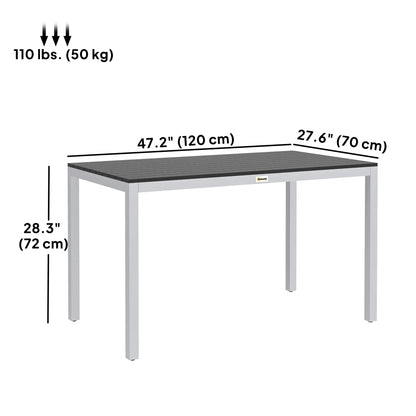 Outdoor Dining Table, 4-6 Seater, Slatted Top, Rust-Resistant Aluminium Frame, Black Patio Dinning Tables at Gallery Canada