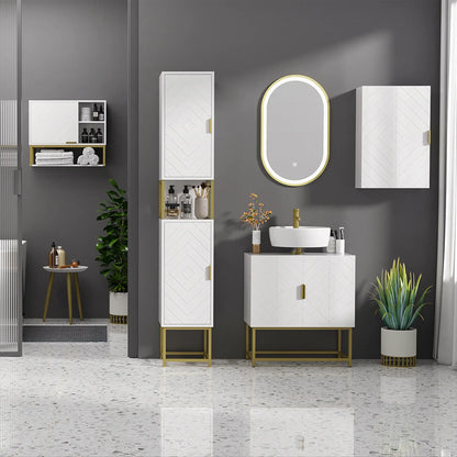 Tall Bathroom Storage Cabinet, Narrow with Adjustable Shelf, White Bathroom Cabinets at Gallery Canada