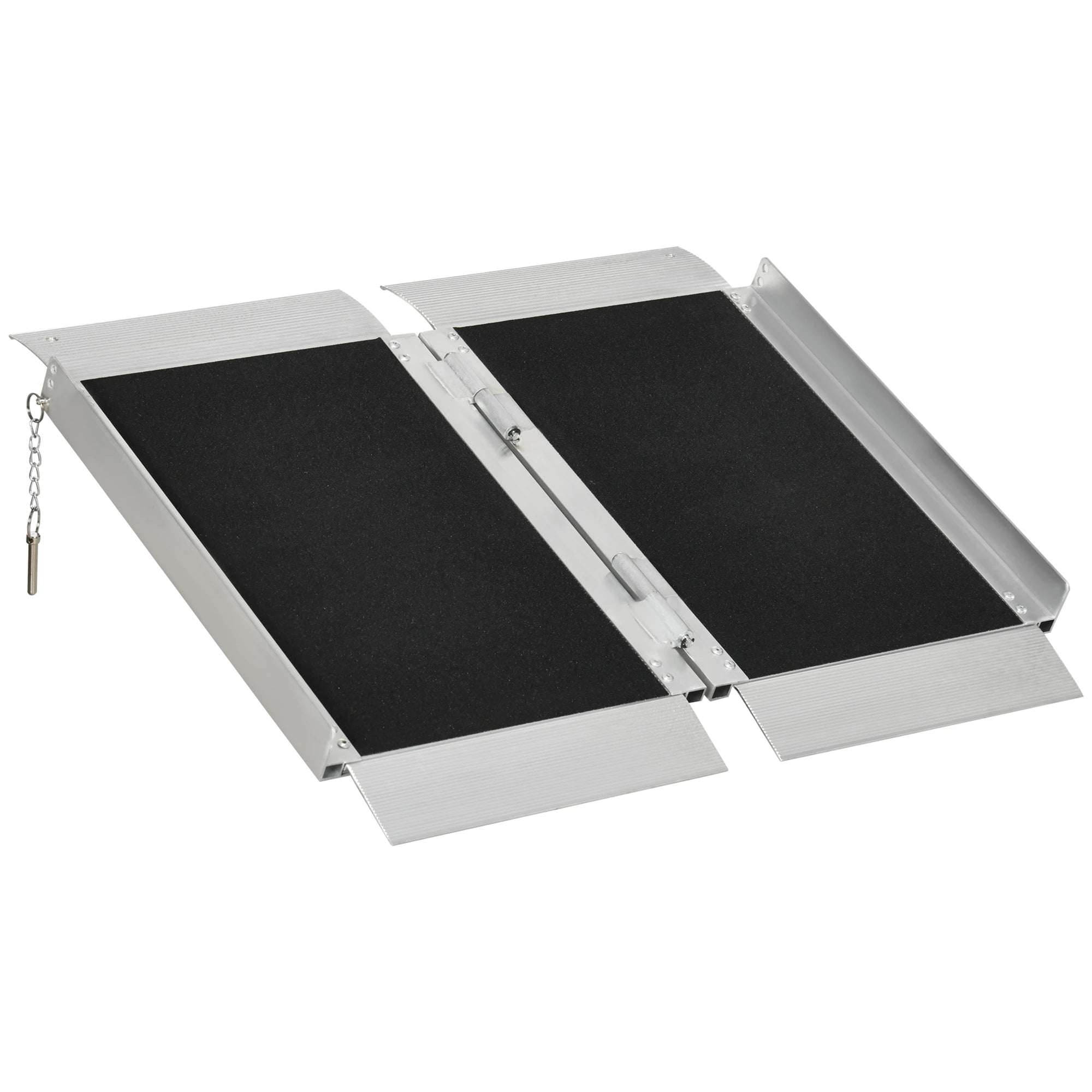 2' Portable Wheelchair Ramp, Aluminum, Single-Fold, Scooter Handle Knee Walker & Wheelchair Ramps Silver and Black at Gallery Canada