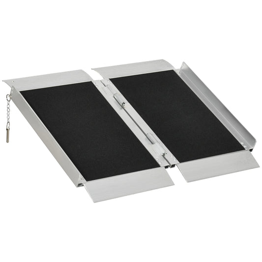 2' Portable Wheelchair Ramp, Aluminum, Single-Fold, Scooter Handle Knee Walker & Wheelchair Ramps Silver and Black at Gallery Canada
