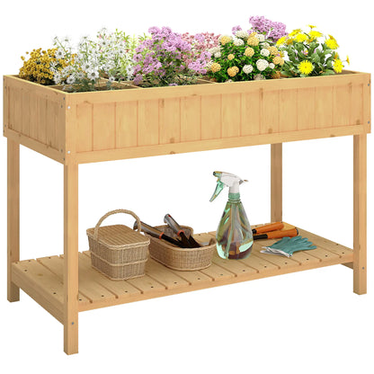 43.25" x 18" x 30" Raised Garden Bed, Wooden Plant Stand, 8 Grid Box, Natural Wood Elevated Garden Beds Natural at Gallery Canada