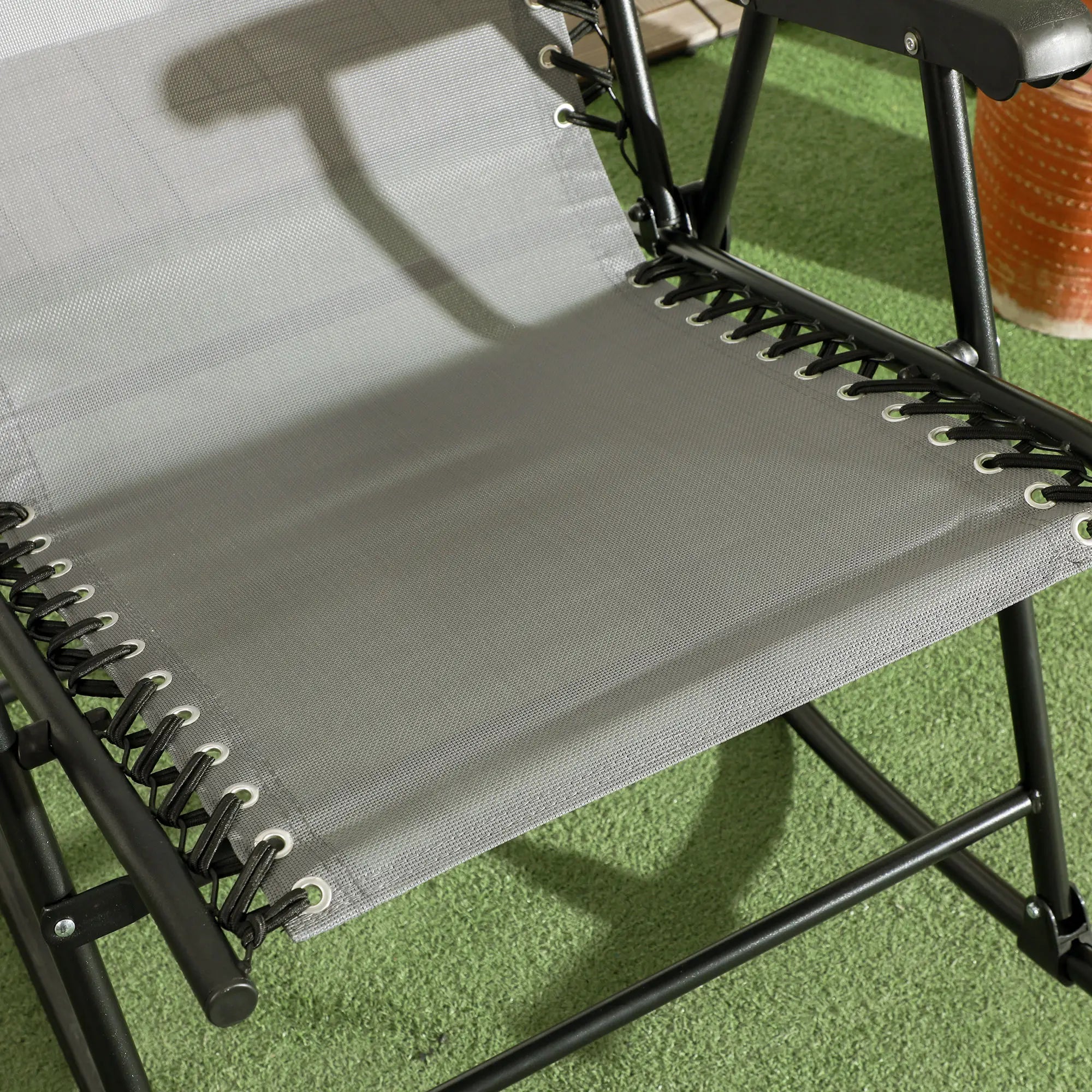 2pc Foldable Rocking Chair Set, Breathable Mesh Seat, Headrest, Grey Outdoor Rocking Chairs at Gallery Canada