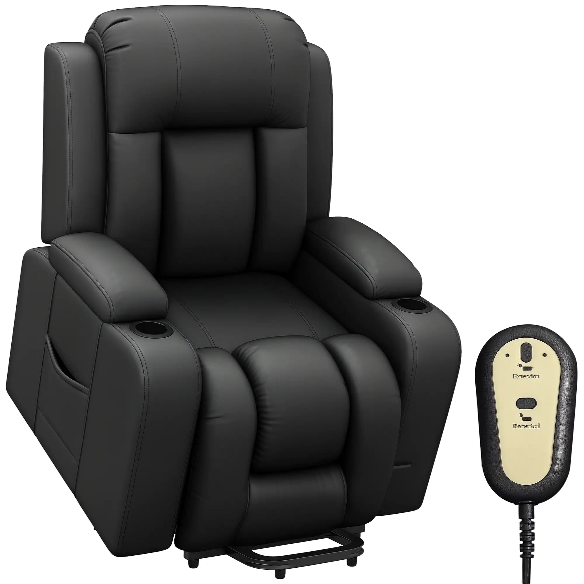 Electric Lift Chair, Power Recliner with Footrest, Remote, Cup Holders, Grey Electric Power Lift Chairs Grey at Gallery Canada