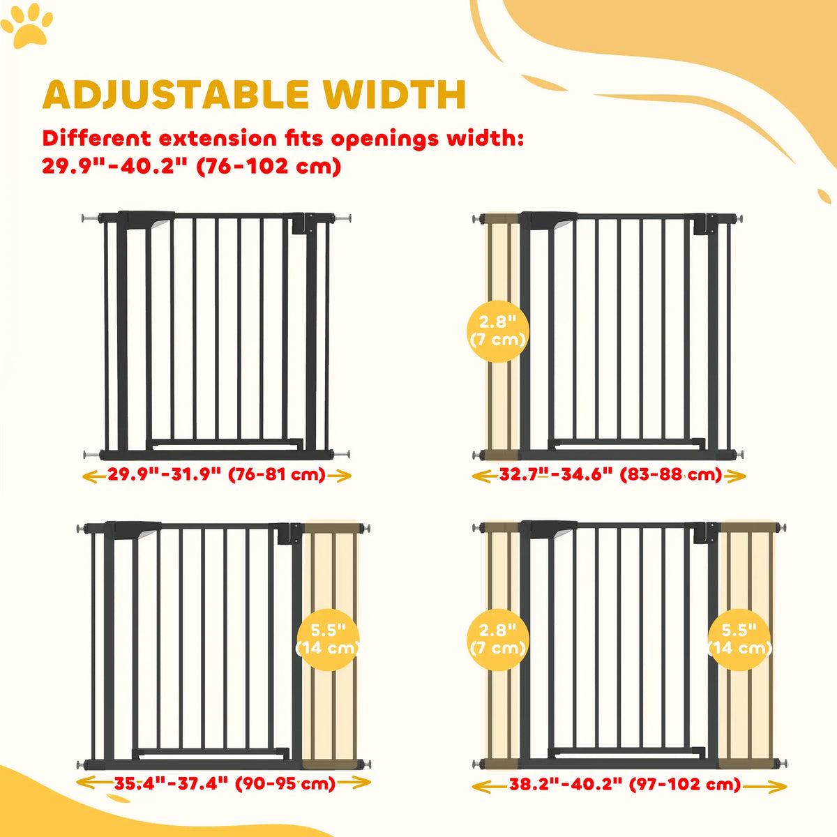 Baby Gate, Pet Safety Gate, 30"-41" Wide, Auto-Close, Black Pet Gates at Gallery Canada