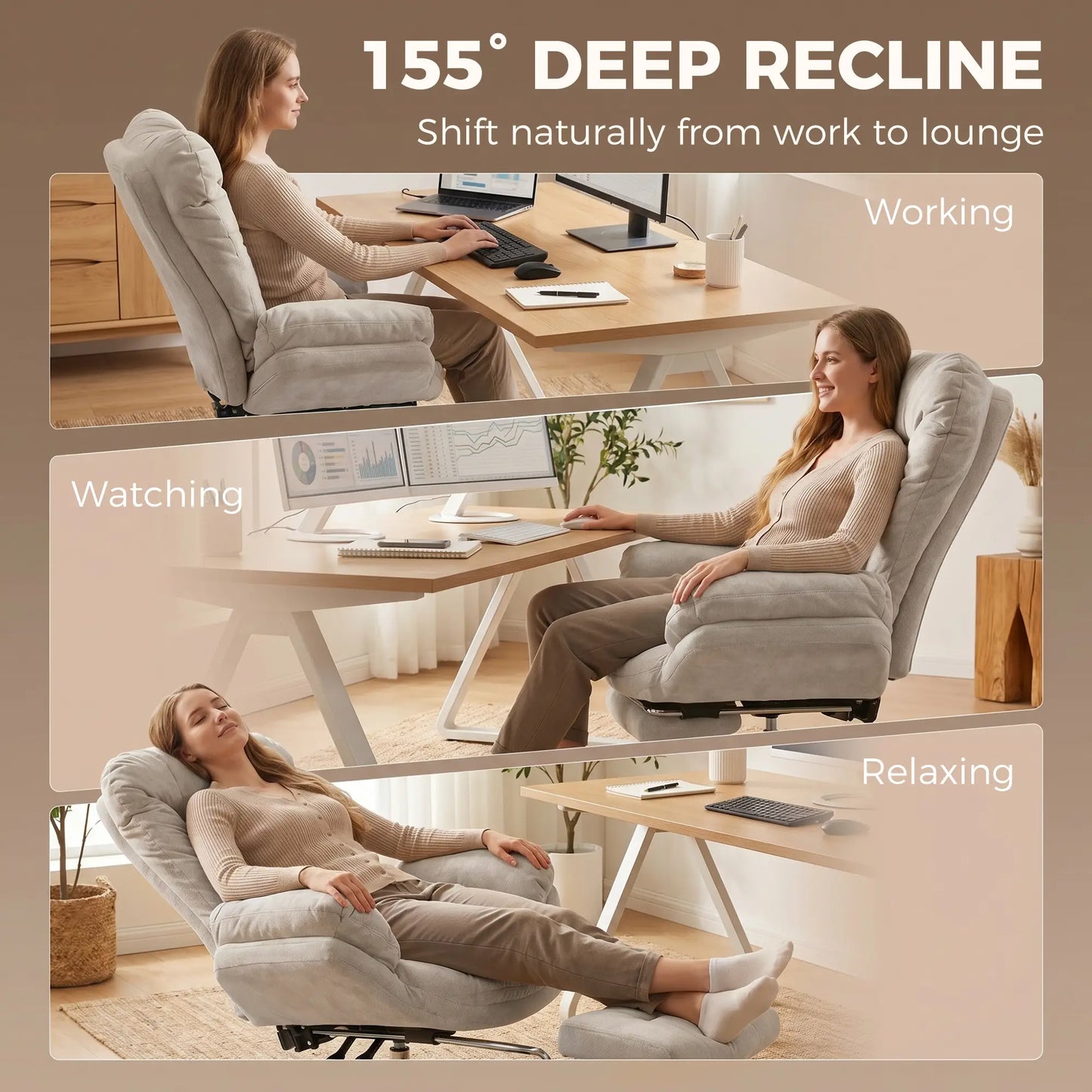 Criss Cross Chair with Wheels, Waterfall Armrests, Light Grey Task Chairs at Gallery Canada