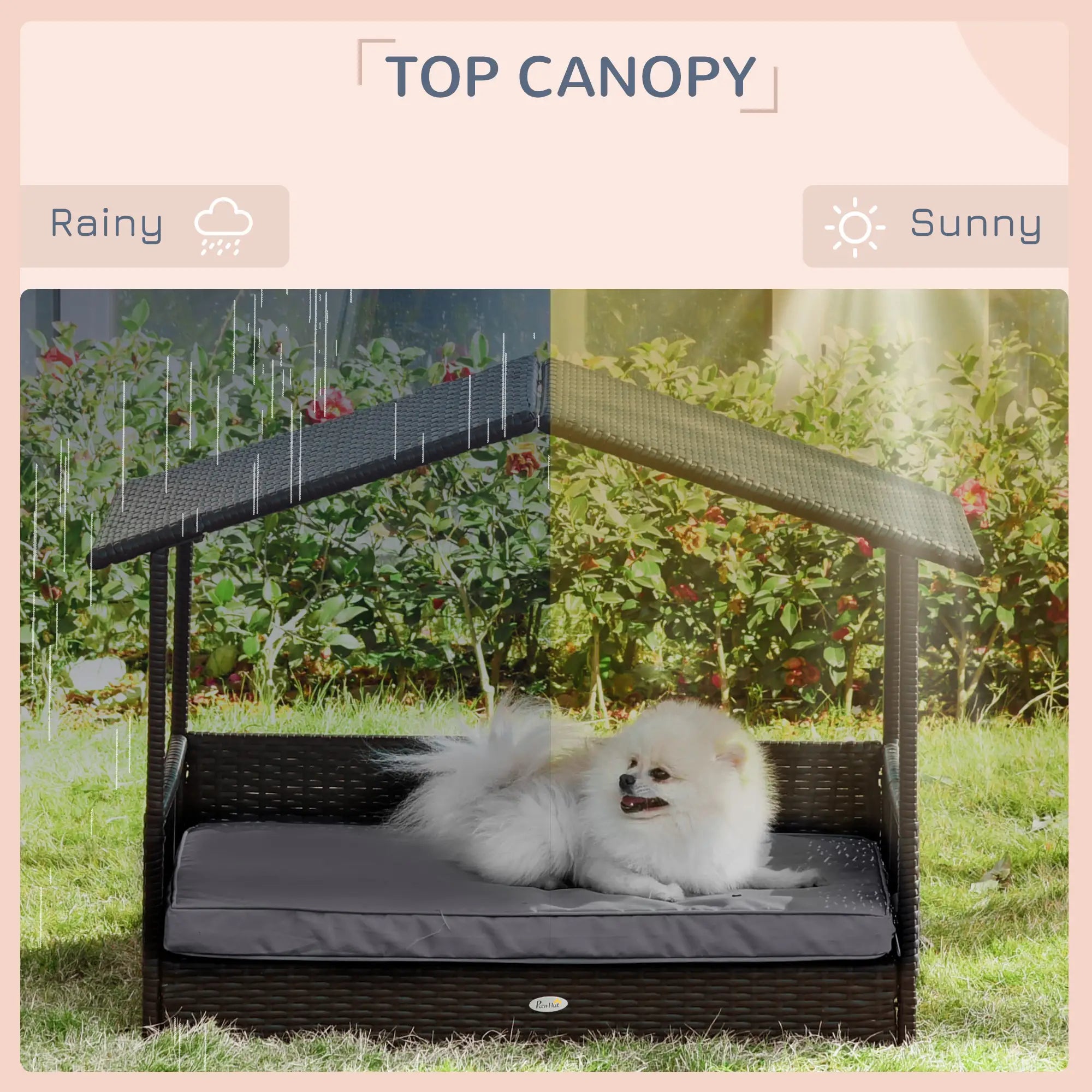 Wicker Pet House, Dog Bed, Indoor Outdoor Rattan Furniture with Cushion Houses, Kennels & Pens at Gallery Canada
