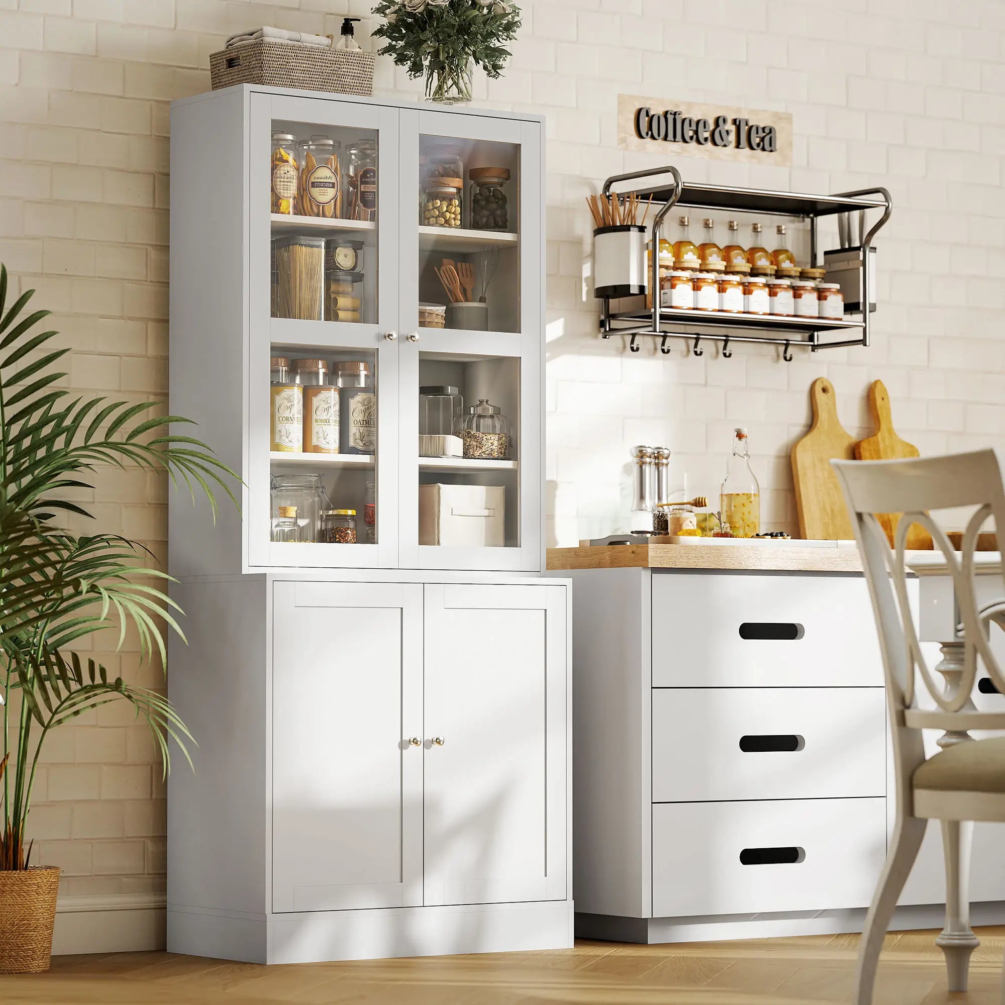 Modern Bookcase Storage Cabinet with Doors, 2 Adjustable Shelves, White White Bookshelves at Gallery Canada