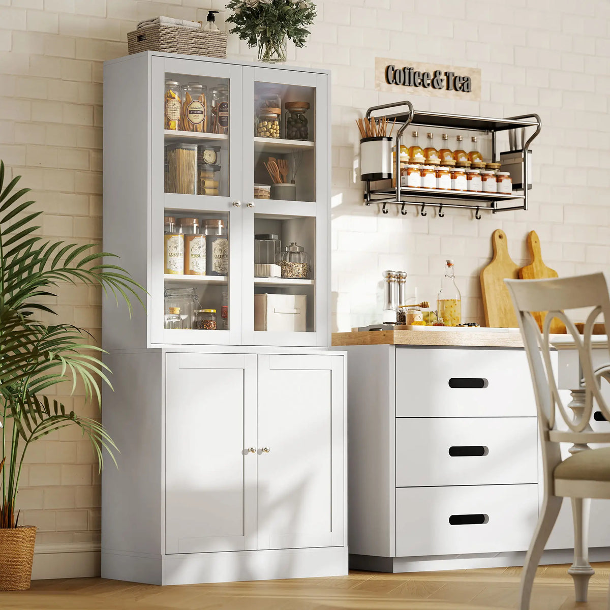 Modern Bookcase Storage Cabinet with Doors, 2 Adjustable Shelves, White White Bookshelves at Gallery Canada