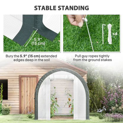 10'x6.6'x6.6' Tunnel Greenhouse, Mesh Door, Windows, Plant Labels, Gloves, White Tunnel Greenhouses at Gallery Canada