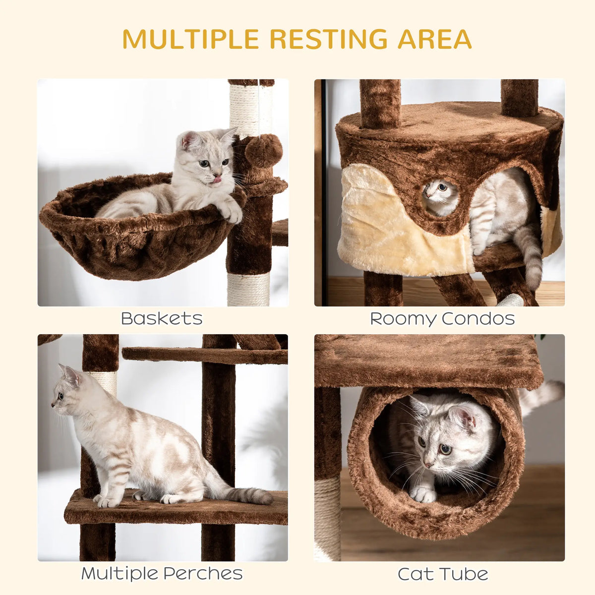 94"-102" Cat Tree, Ceiling High Condo, Scratching Post, Multi-Level Play House Floor to Ceiling Cat Trees at Gallery Canada