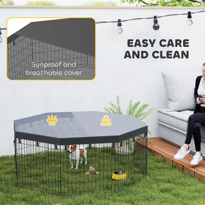 8 Panels Foldable Dog Playpen With Top Cover, 24" High Dog PlayPens at Gallery Canada