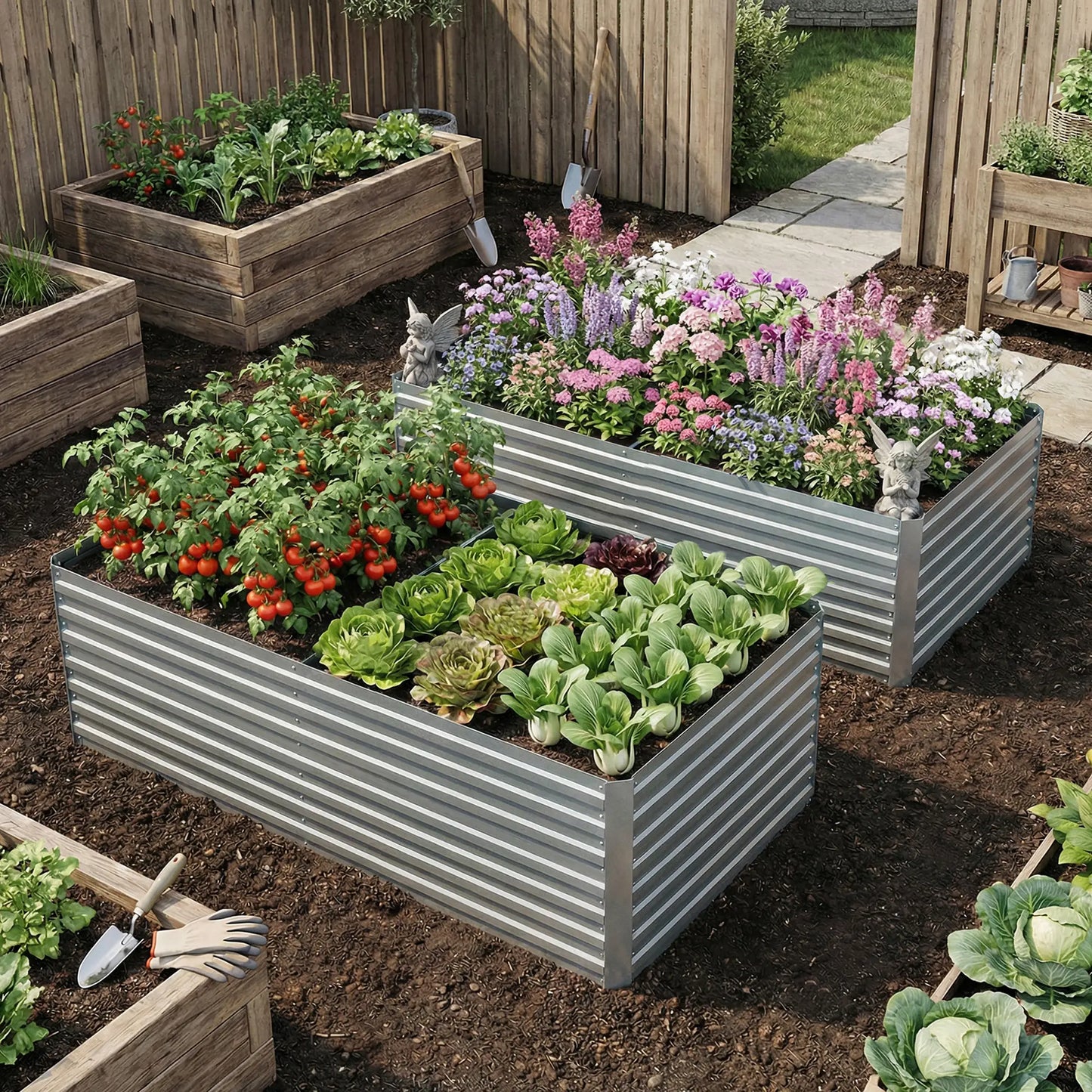 Galvanised Raised Garden Bed Set, 6 x 3 x 2 ft, Silver Galvanized Planter Boxes at Gallery Canada