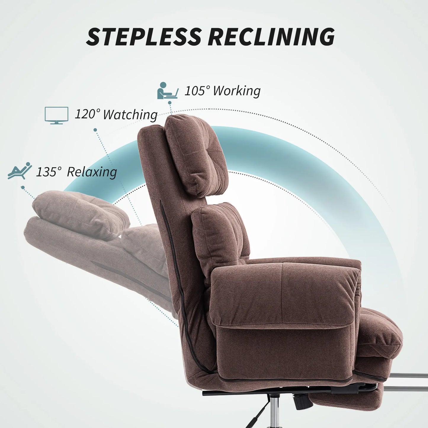 Reclining Executive Computer Desk Chair, Ergonomic Office Chair with Footrest and Thickly Padded, Coffee Office Chairs at Gallery Canada