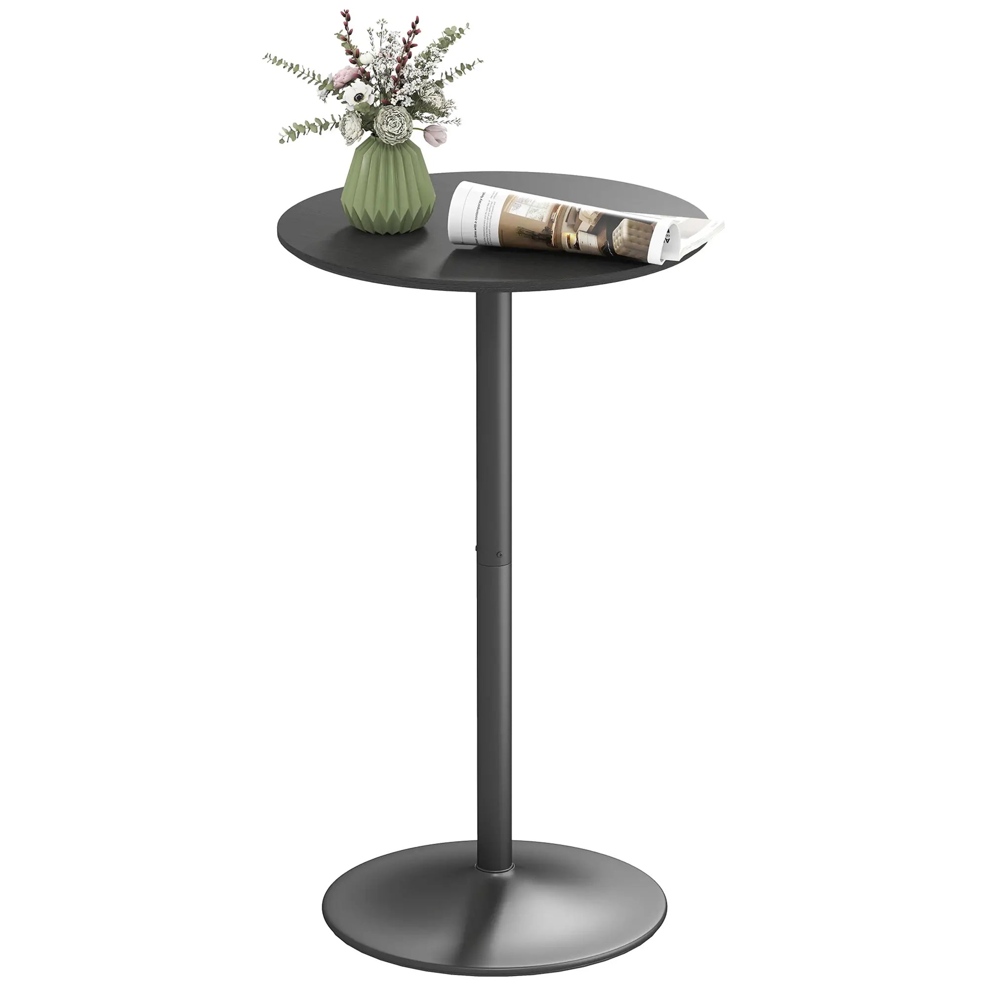 Round Table for 2, 40.2 Inch, Steel Frame, Non-Slip Base, Black Bar Tables at Gallery Canada