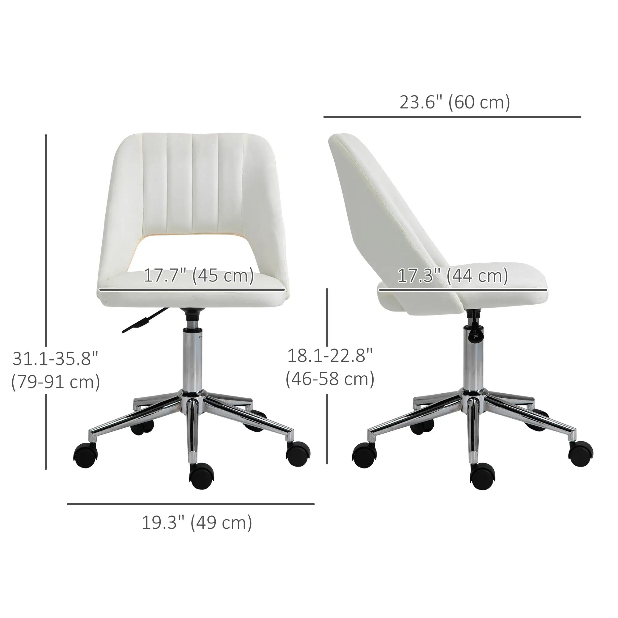Mid Back Office Chair, Velvet Fabric, Swivel, Cream White Office Chairs at Gallery Canada
