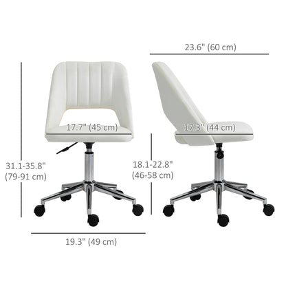 Mid Back Office Chair, Velvet Fabric, Swivel, Cream White Office Chairs at Gallery Canada