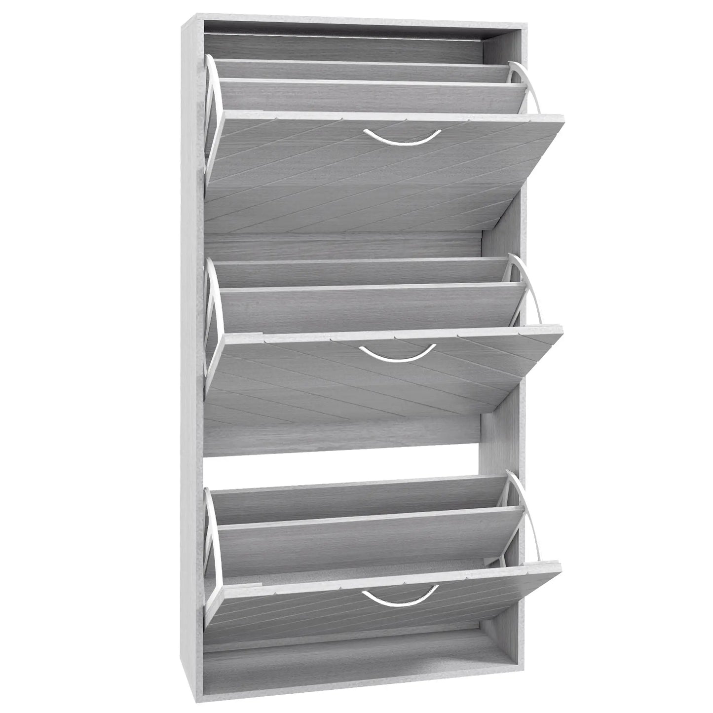 Shoe Storage Cabinet, 3 Flip Drawers, Slim 12 Pair Organizer Shoe Storage Cabinets & Racks Grey at Gallery Canada