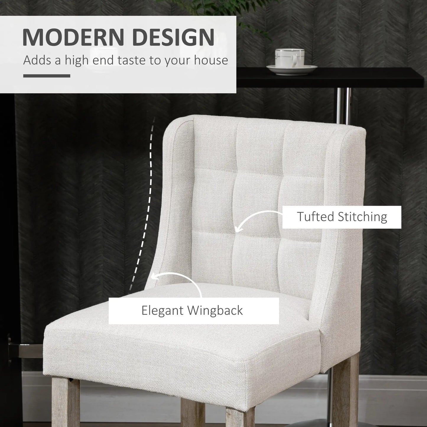 Modern Tufted Upholstered Counter Stools, Set of 2, Beige Bar Stools at Gallery Canada