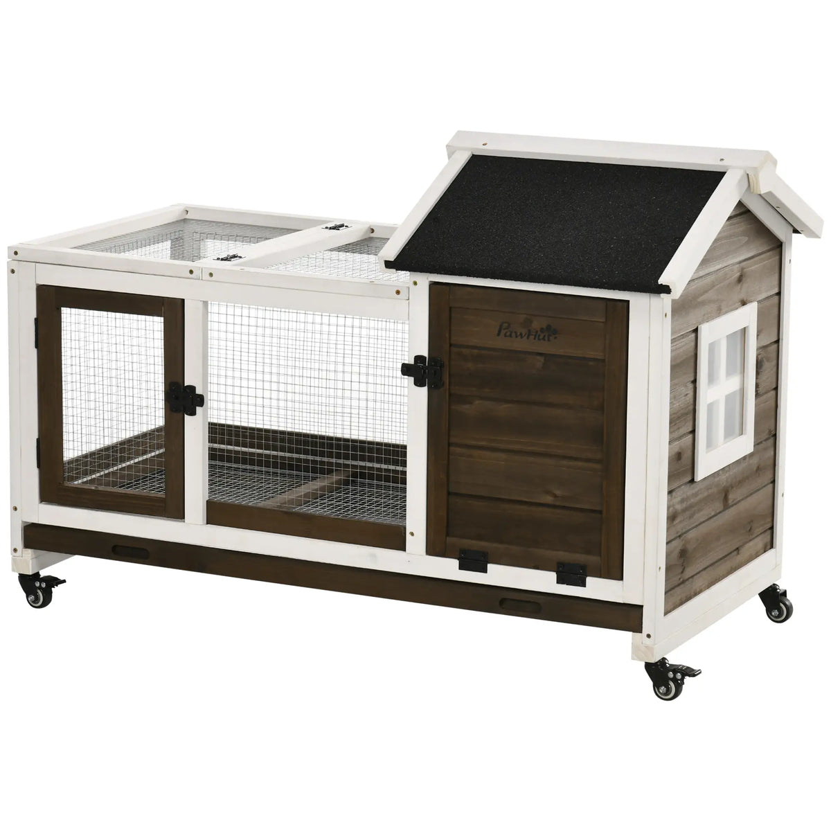 Rabbit Cage with Wheels, Ramp, Run, Tray, Indoor Outdoor Rabbit Hutch at Gallery Canada