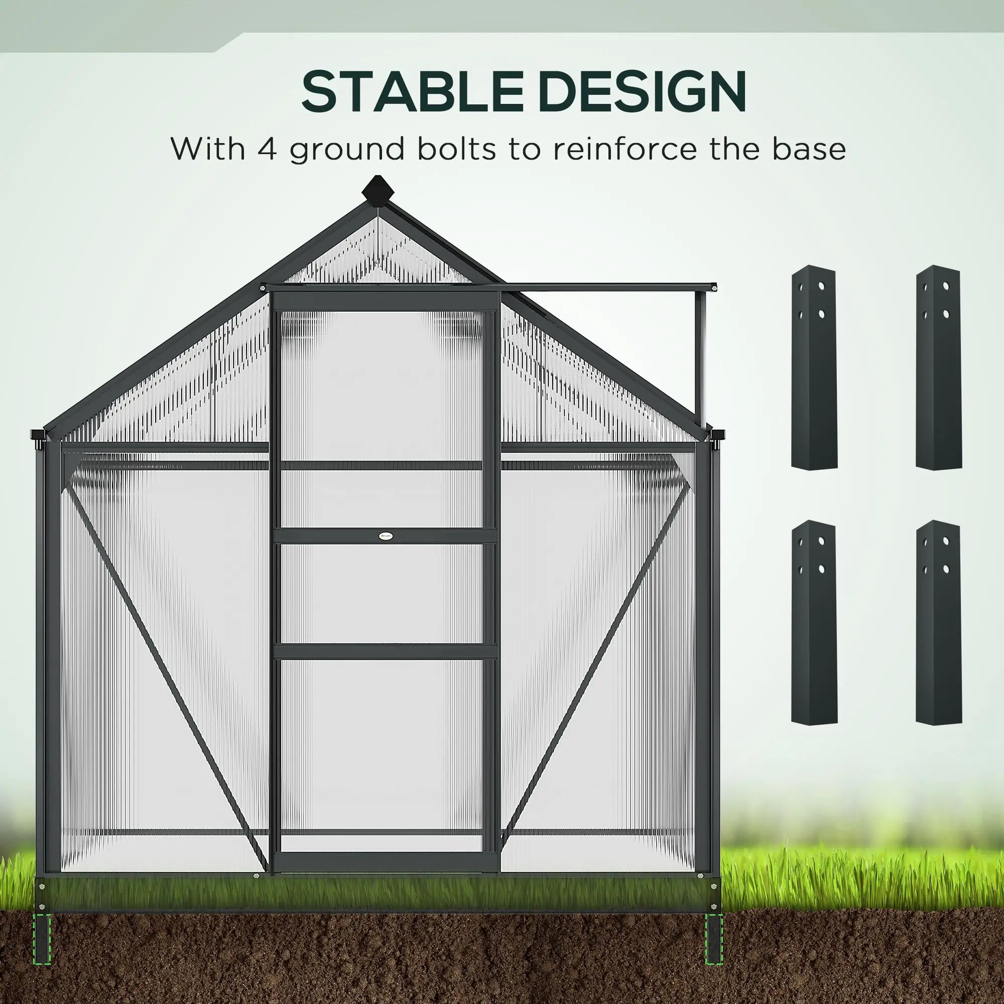 Greenhouse Garden, PC Board with Sliding Door, 6.2' x 4.3' x 6.6', Grey Walk In Greenhouses at Gallery Canada