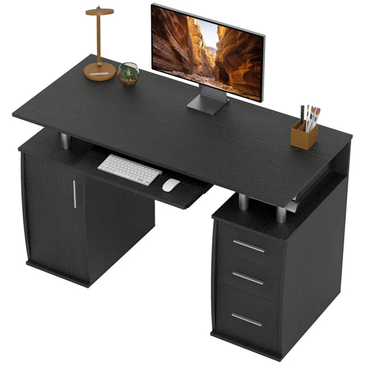 47" Computer Desk with Keyboard Tray, Storage Drawers, Black Computer Desks Black at Gallery Canada