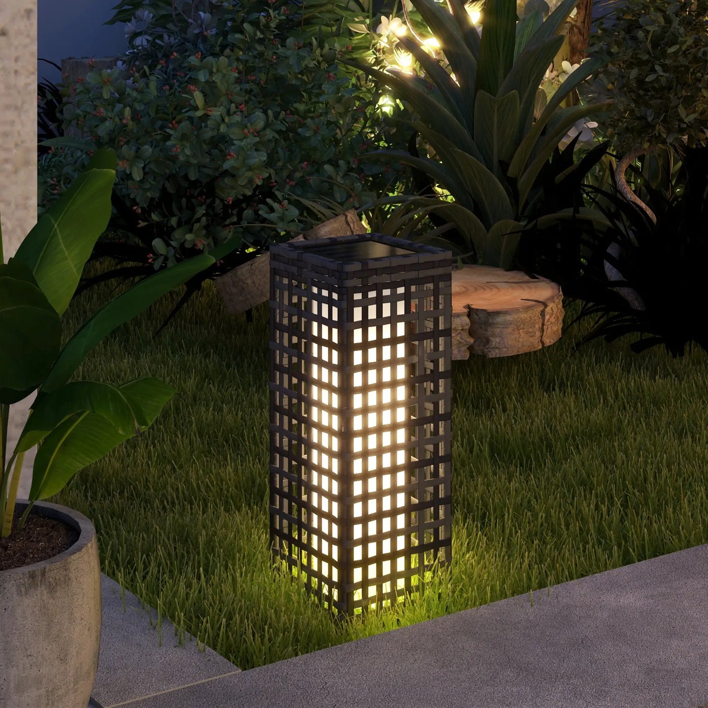 Solar Outdoor Floor Lamp, IP44, Auto LED Lights, Grey Solar Post Lamps at Gallery Canada