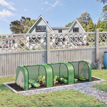 9.7' x 3.3' x 2.5' Mini Tunnel Greenhouse, PE Cover, Steel Frame, Zipped Doors, Dark Green Mini Greenhouses at Gallery Canada