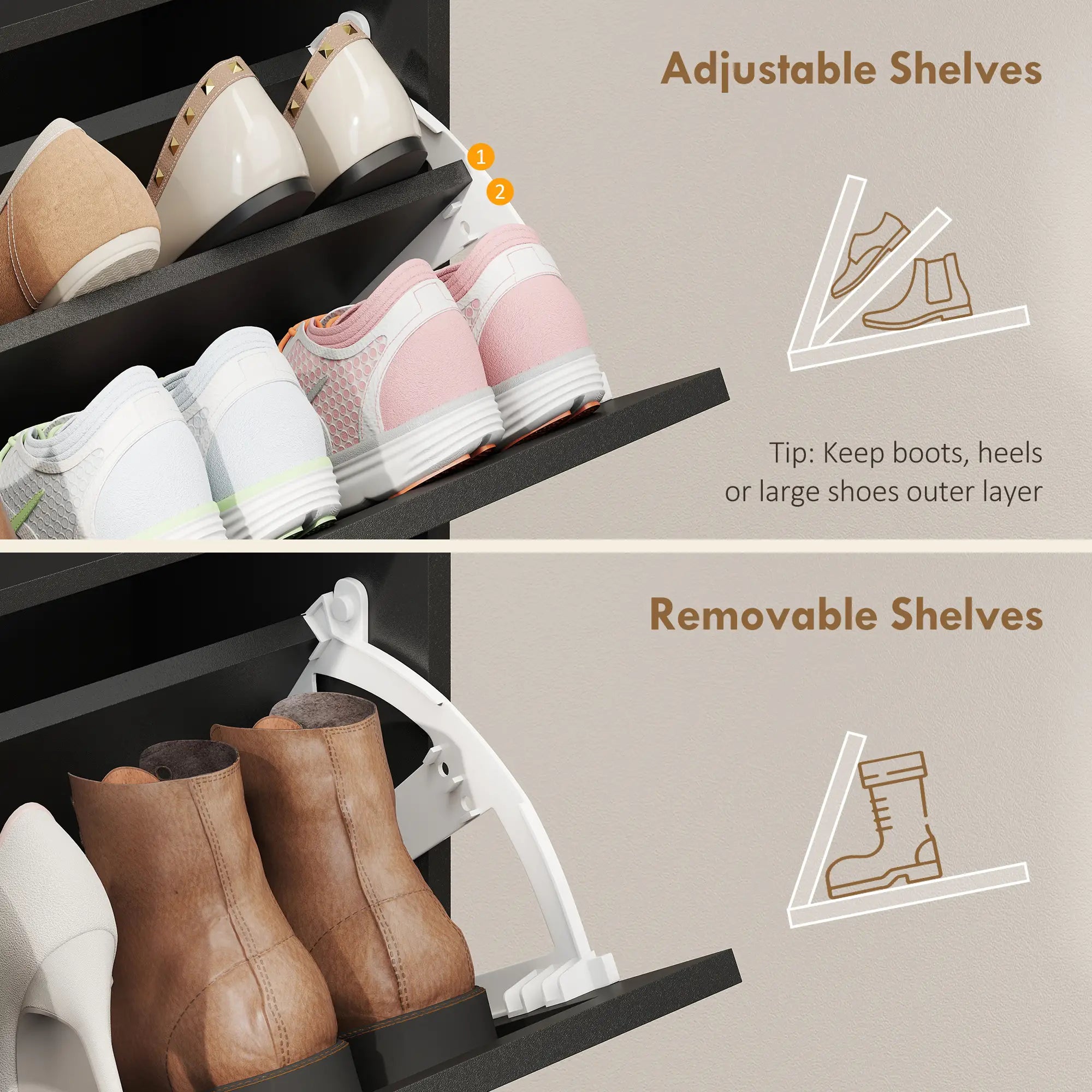 Shoe Storage Cabinet, 4 Flip Drawers, Farmhouse Narrow, Black Shoe Storage Cabinets & Racks at Gallery Canada