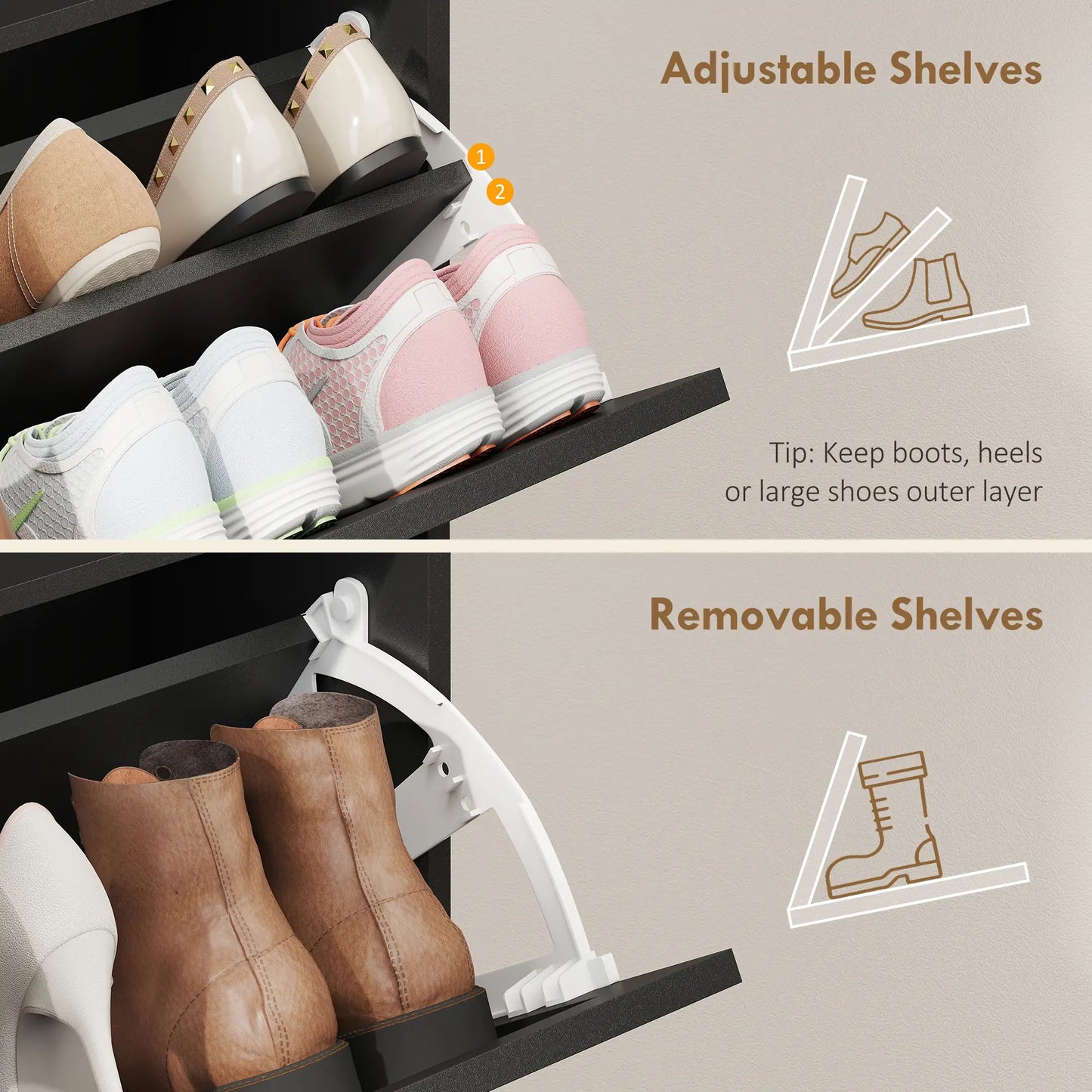 Shoe Storage Cabinet, 4 Flip Drawers, Farmhouse Narrow, Black Shoe Storage Cabinets & Racks at Gallery Canada