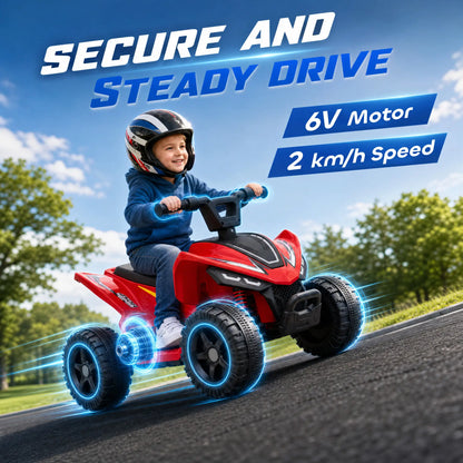 6V Kids ATV Quad, Button Control, 45Mins Runtime, Red Electric Toy Cars at Gallery Canada