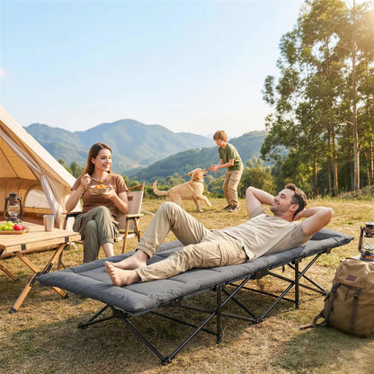 Camping Cot, 31.5" Wide, Padded Cushion, Carry Bag, Non-Slip Feet, Grey Camping Cots at Gallery Canada