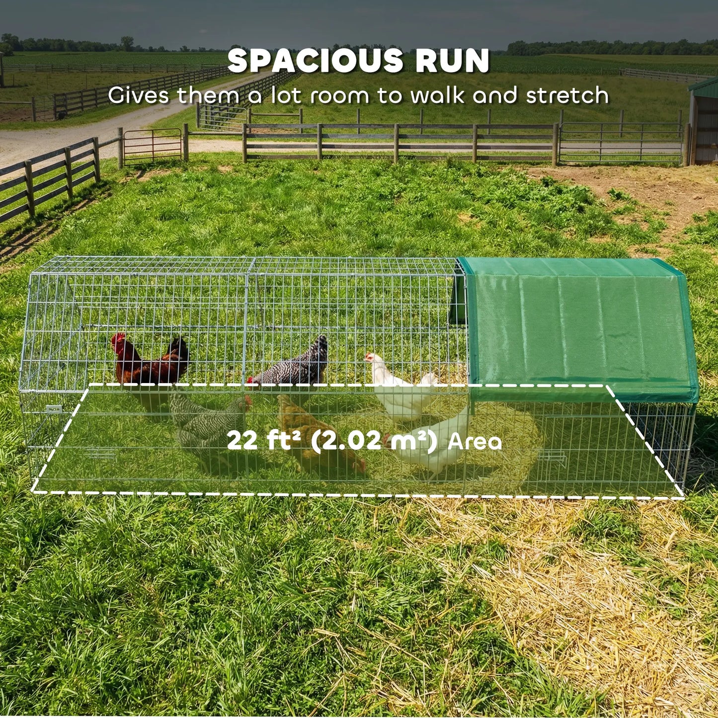 Metal Chicken Coop, UV-Resistant Cover, 106" x 29.5" x 29.5", Green Chicken Coops at Gallery Canada