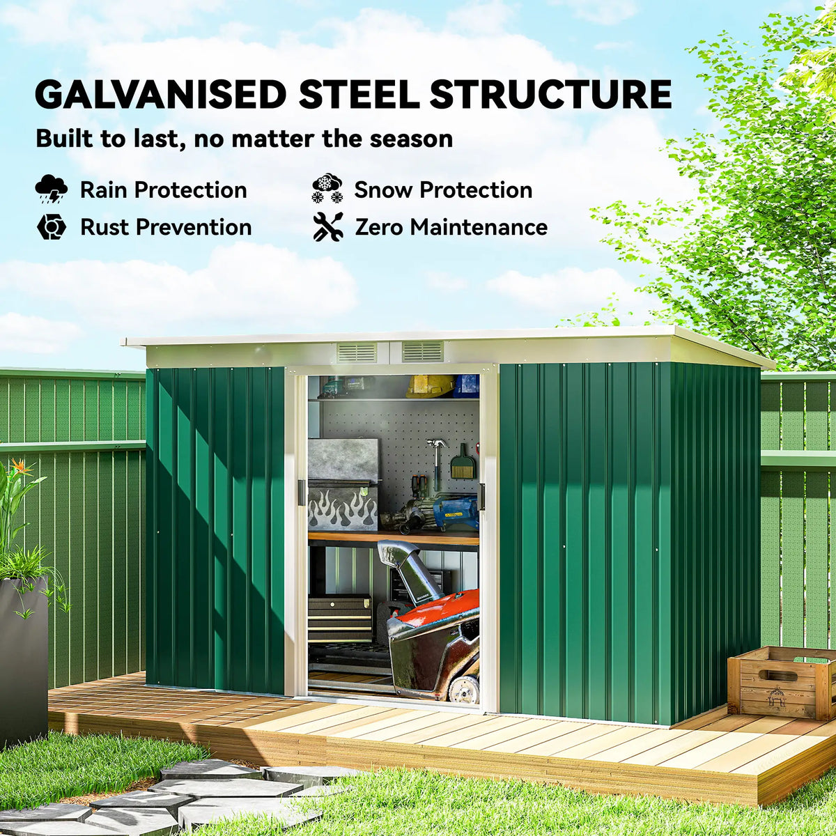 9' x 4' Metal Garden Shed, Ventilation, Doors, Dark Green Sheds at Gallery Canada