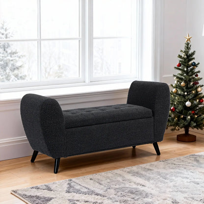 Upholstered Storage Bench with Arms, Modern Ottoman, Black Storage Ottomans & Benches at Gallery Canada