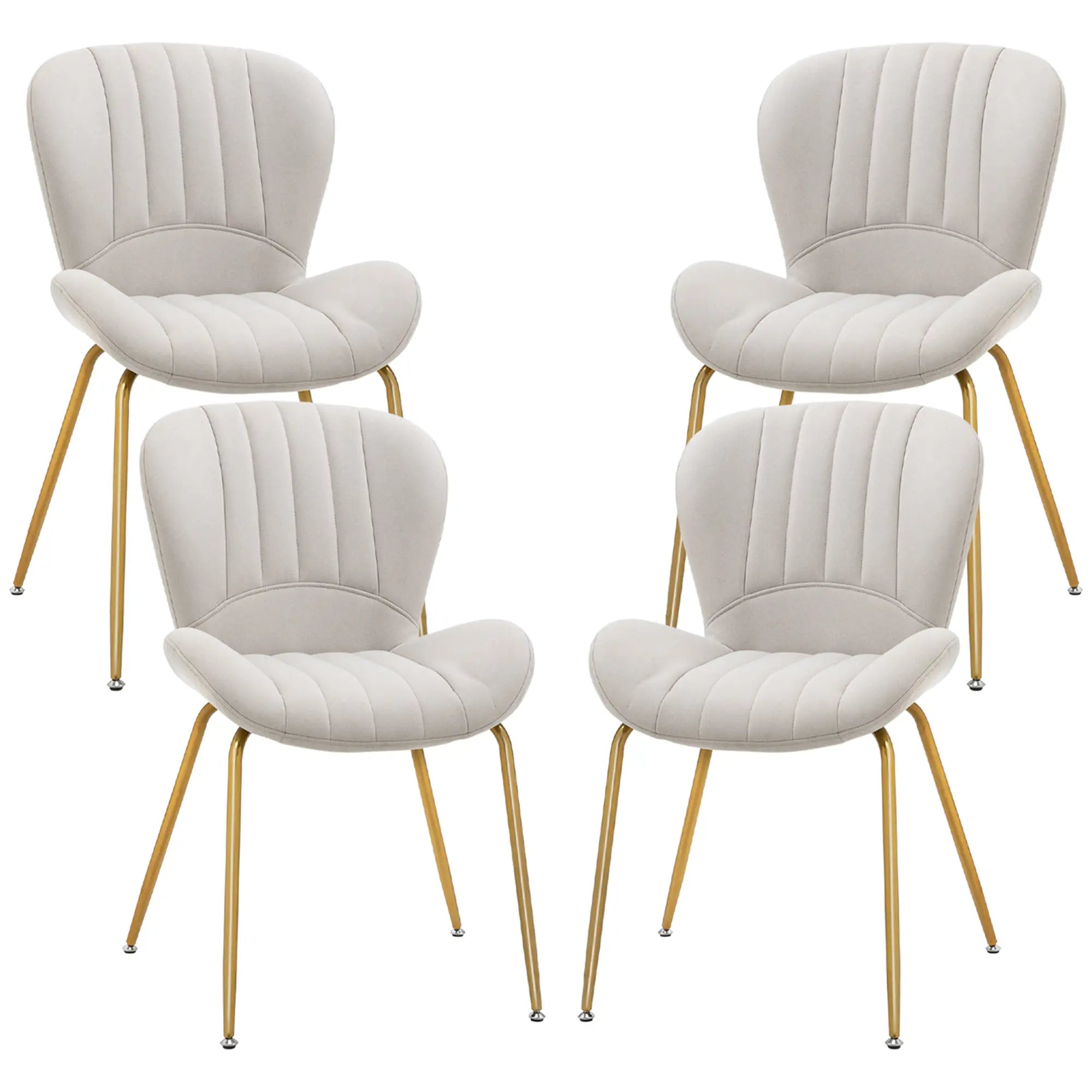 Modern Dining Chairs Set of 4, Cushioned Backrest, Cream White Dining Chairs Cream White, Gold at Gallery Canada