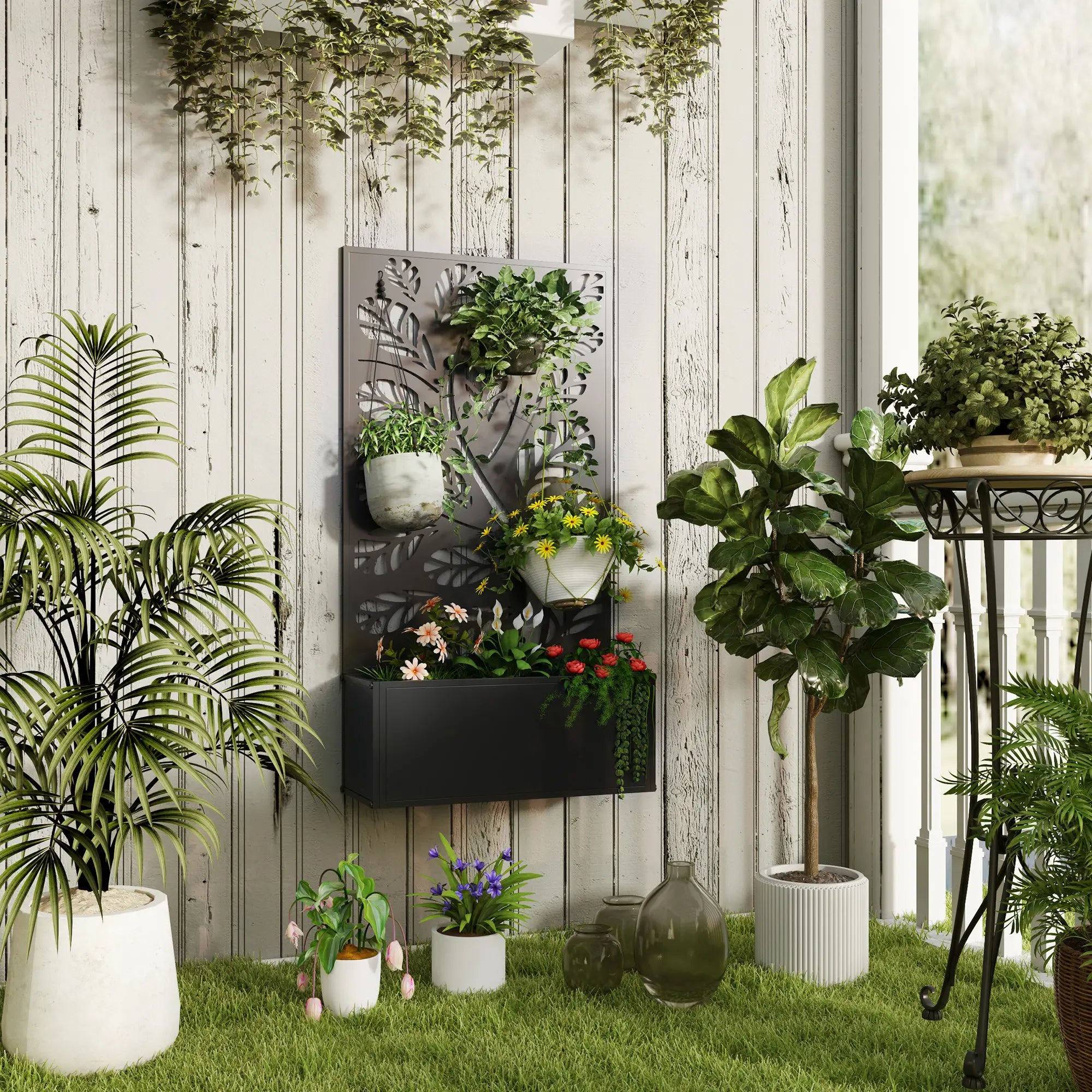 Metal Raised Garden Bed With Privacy Panel, Outdoor Planter Box Raised Garden Beds at Gallery Canada