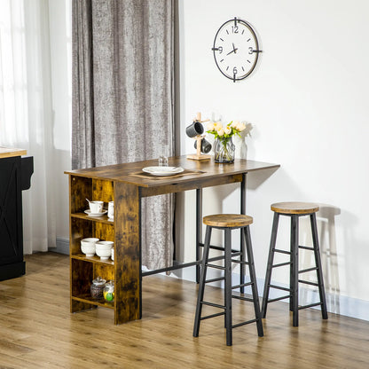 Counter Height Table, Drop Leaf, Extendable, Adjustable Shelf, Rustic Brown, Brown Bar Sets at Gallery Canada