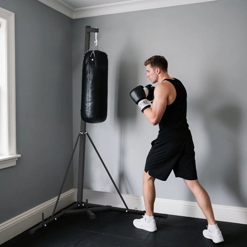 Foldable Punch Bag Stand, Adjustable Height, Freestanding, Stand Only