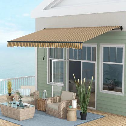 13x10 Ft Retractable Awning, UV Resistant Sunshade, Amber/Dark Grey, Amber/Dark Grey Window Awnings at Gallery Canada