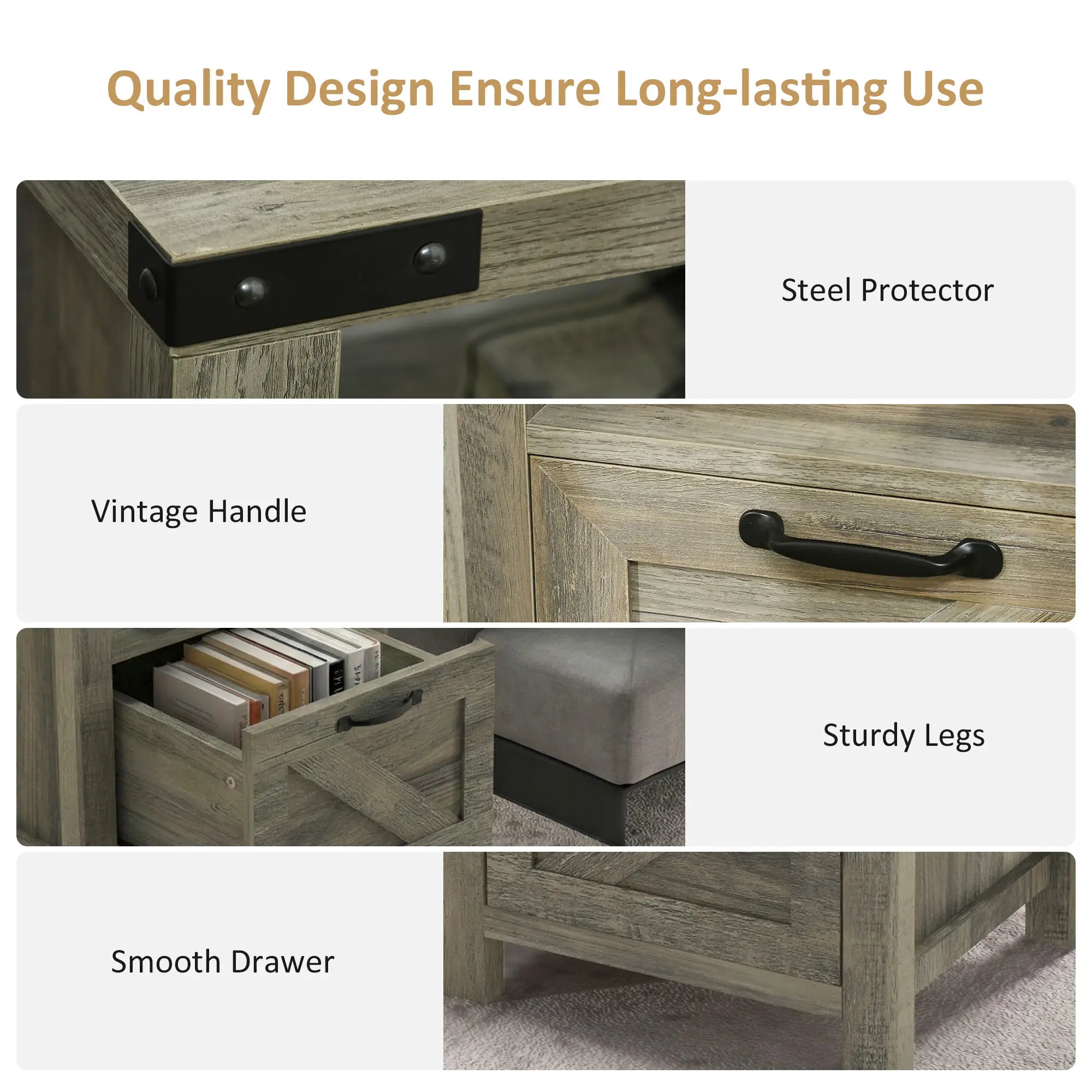Farmhouse Side Table With Storage, Nightstand, Grey Side Tables at Gallery Canada